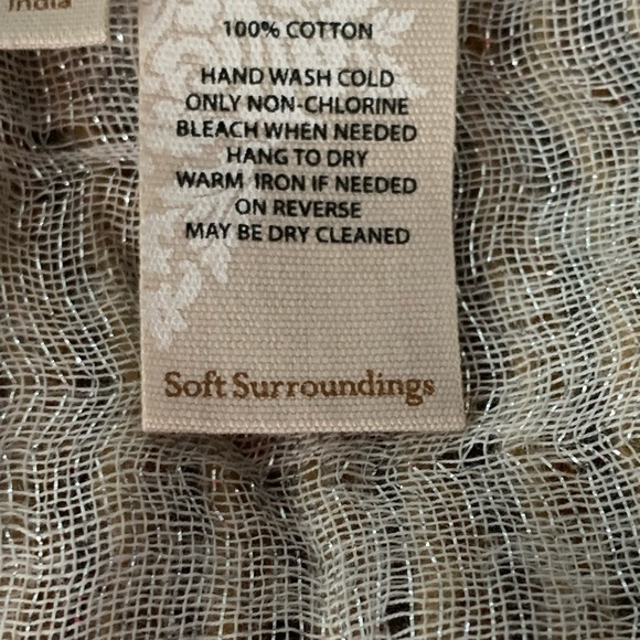 SOFT SURROUNDINGS Gold Brown Ivory Metallic 100% Cotton Wrap Shaw One Size NEW - Picture 6 of 6